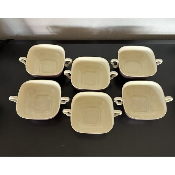 6 Franciscan Metropolitan Mauve Flat Cream Soup Bowls 1940 1957 Art Deco - Picture 5 of 10